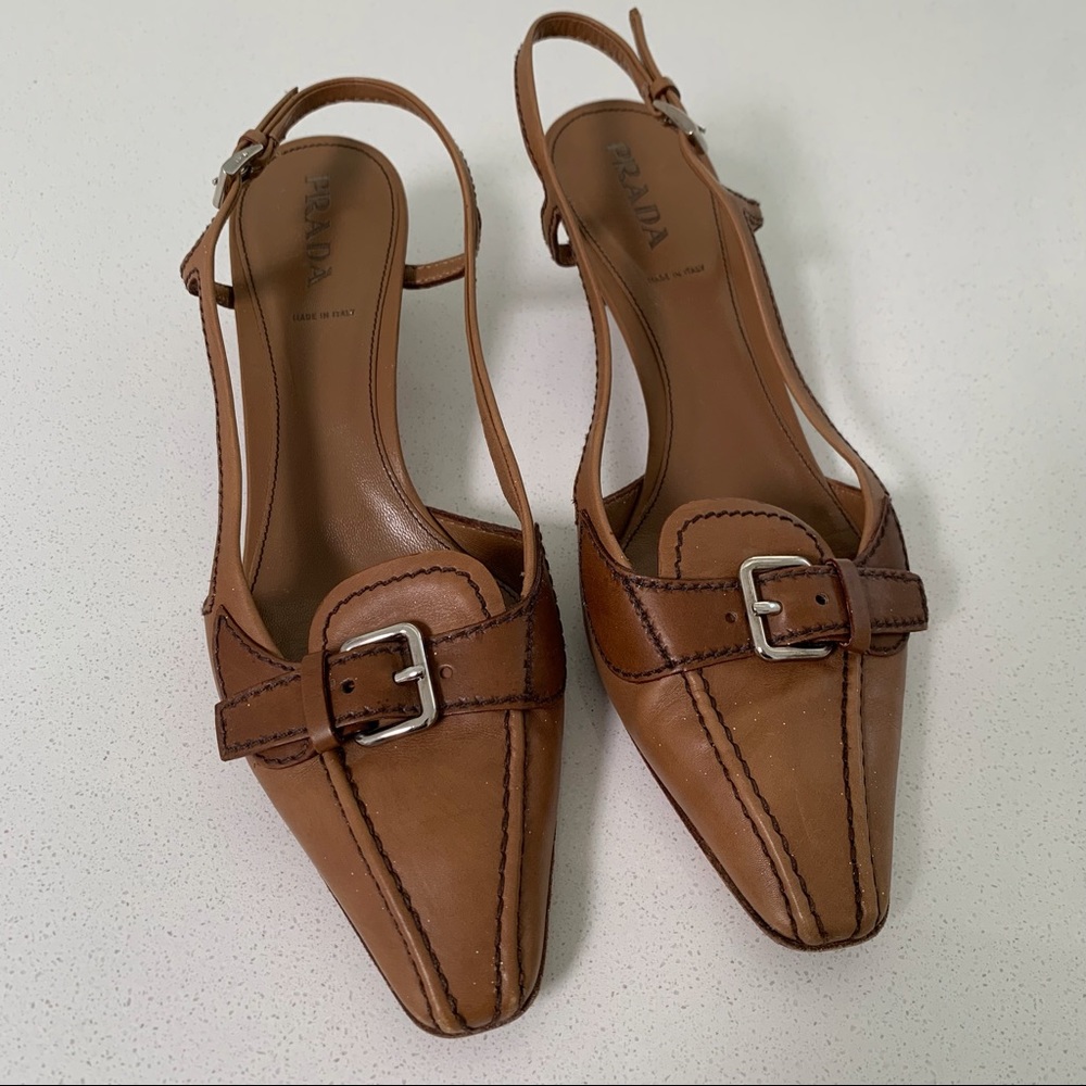 Prada, Camel/Brown Slingback Pump, 39.5